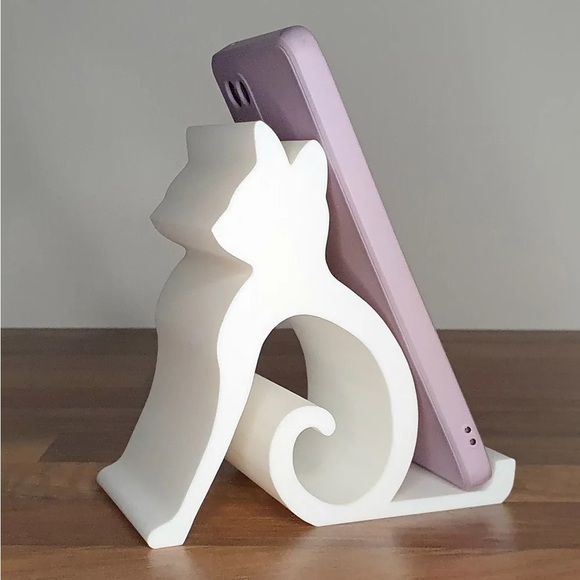3D Printed 2 SET Cat Phone Black & White Stand. - Picture 3 of 3
